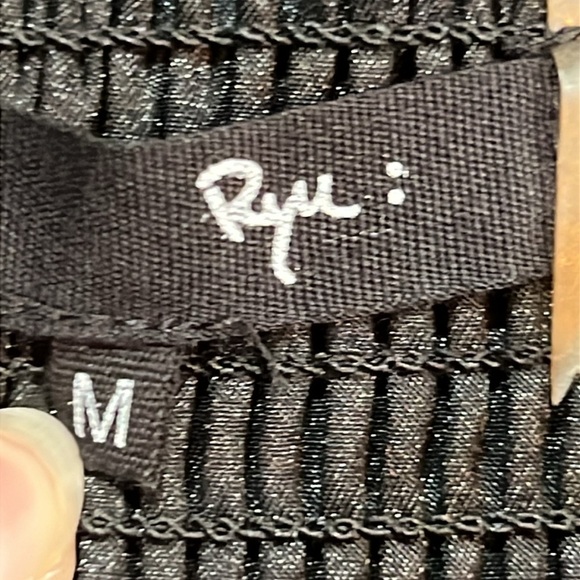 Anthropologie RYU Mini Dress M Black White Cutout Overlay Floral Boho Strapless - Picture 9 of 12